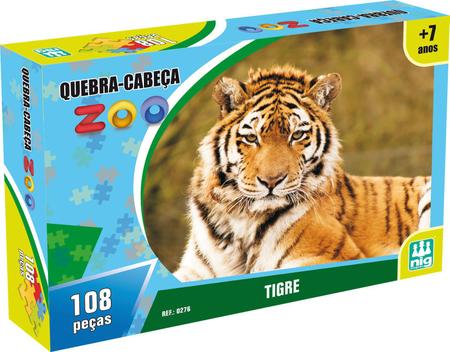 Imagem de Quebra-cabeça Infantil Puzzle 108 Peças Tigre - Nig