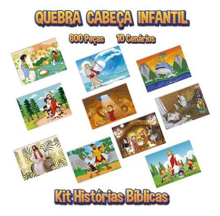 Quebra Cabeça Infantil Tema Bíblico Kit C/10 - 600 Peças / 60 Cada -  Akikola - Quebra Cabeça - Magazine Luiza