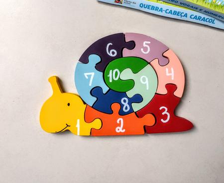 Caracol Quebra-cabeça Números Educativo mdf Jogos Brinquedos