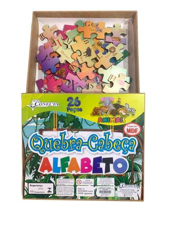 Imagem de Quebra-Cabeça Madeira Infantil Alfabeto Educativo 24 peças