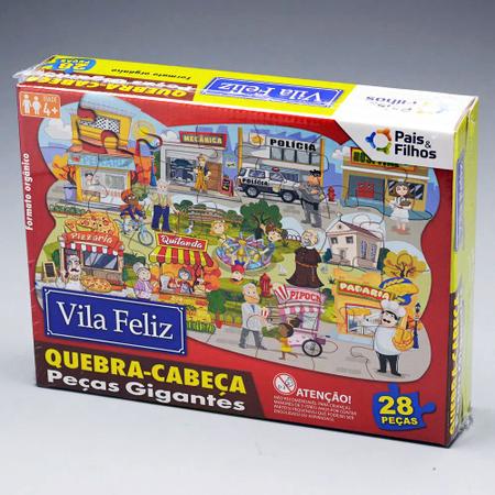 Jogo Quebra Cabeça Filhos Vila Feliz 28 Peças Pais & Filhos +4