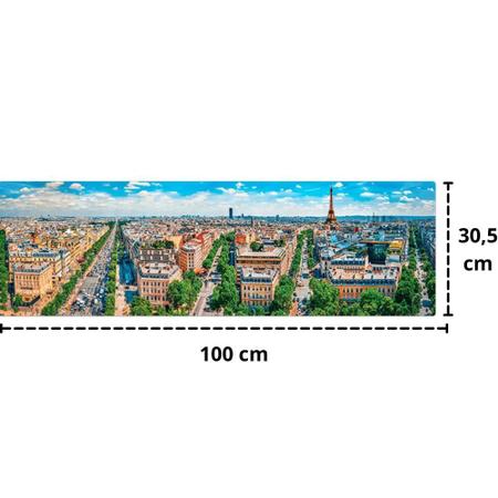 Quebra Cabeça Panorâmico 1500 Pçs Belle Paris França Torre Eiffel
