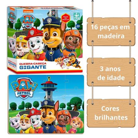 Quebra Cabeça Infantil Progressivo Patrulha Canina 36 Peças - NIG  BRINQUEDOS - Quebra Cabeça Progressivo - Magazine Luiza