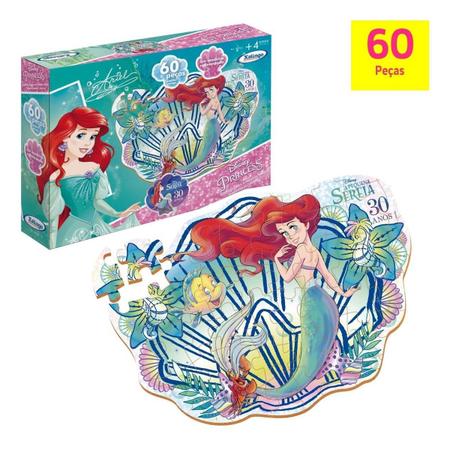 Imagem de Quebra Cabeça Pequena Sereias Ariel Disney 60 Peças Xalingo
