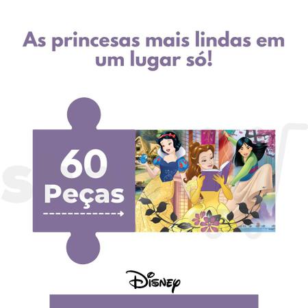 Puzzle Educativo 60 Peças Quebra Cabeça Princesas Disney