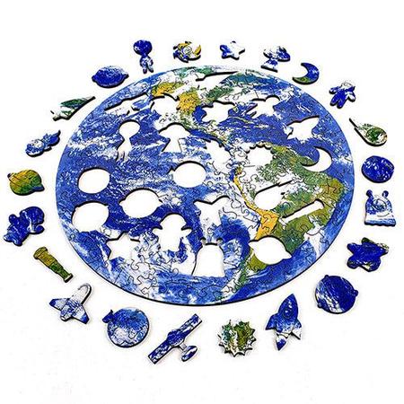 Imagem de Quebra-Cabeça Puzi Planeta Terra 150 peças de madeira