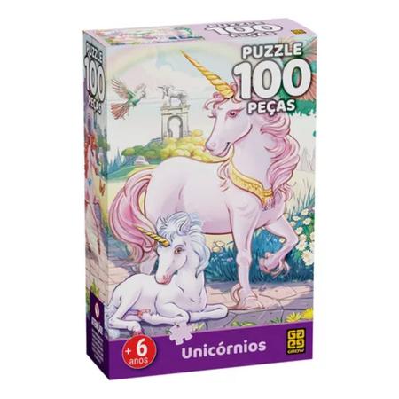 Imagem de Quebra-Cabeça Puzzle 100 peças Unicórnios - Grow