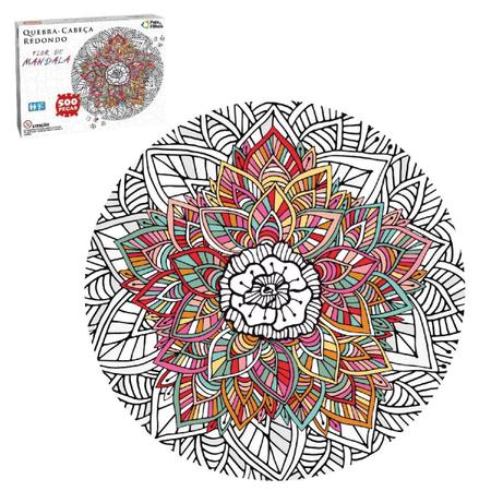 Quebra Cabeça Redondo - Flor de Mandala 500 Peças