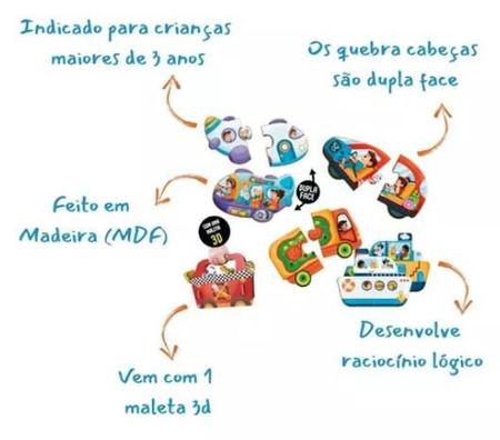 Quebra-Cabeças Progressivo de Madeira - Meios de transporte - Shop