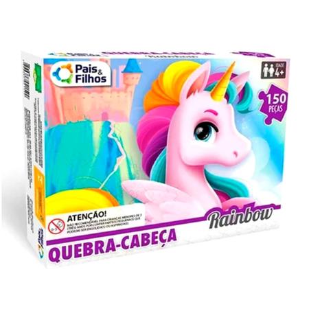 Jogo Quebra-cabeça Unicórnio Rainbow 150 Peças Cartonadas