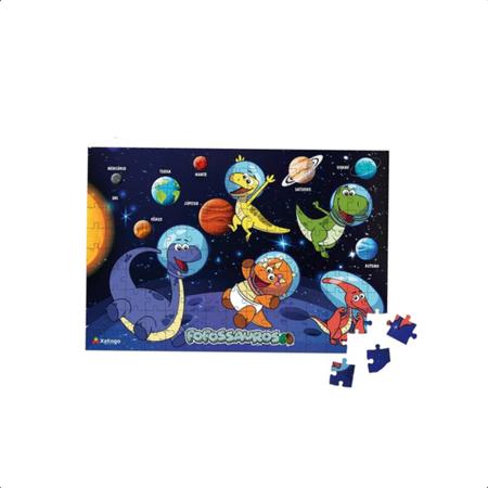 Imagem de Quebra-Cabeça Xalingo Cartão Fofossauros Planetas 150 peças 46x31cm Xalingo - 16276