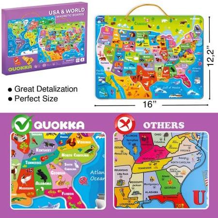 Quebra-cabeças magnéticos para crianças de 4 a 8 anos - Jogos educativos de  viagem para crianças de 6 a 8 anos da QUOKKA - Brinquedos de aprendizagem  de mapas dos EUA e