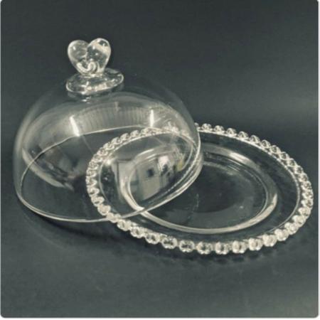 Imagem de Queijeira de vidro coração transparente 20cm - lyor
