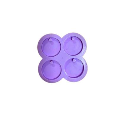 Imagem de R140 Molde de silicone kit 4 círculos redondos chaveiro resina decorar