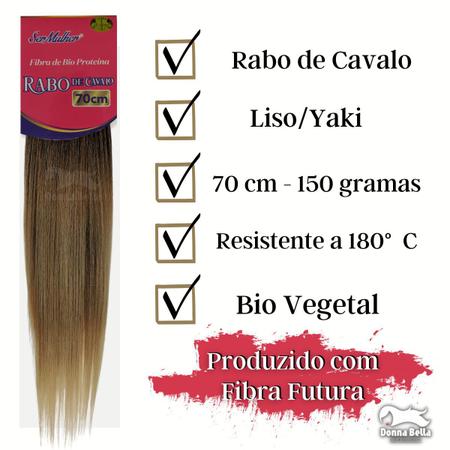 Imagem de Rabo de Cavalo Cabelo Liso Yaki Straight Ser Mulher Bio Vegetal Fibra Futura 70 cm 150 gramas Modelo Marilia