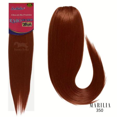 Imagem de Rabo de Cavalo Liso Ser Mulher Cabelo Yaki Straight Bio Vegetal Fibra Futura 70 cm 150 gramas Modelo Marilia Regulável