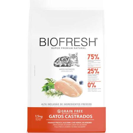 Imagem de Ração Biofresh para Gatos Castrados Frango Fresco, Alecrim, Chá Verde e Blueberry 1,5kg
