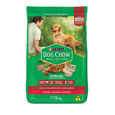 Imagem de Ração Dog Chow Carne, Frango e Arroz Cães Adultos  15kg