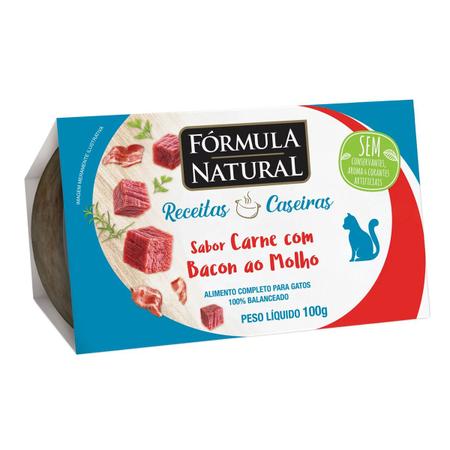 Imagem de Ração Formula Natural Receitas Caseiras Gatos Adultos Carne com Bacon 100g 4 unidades Alimentação Natural