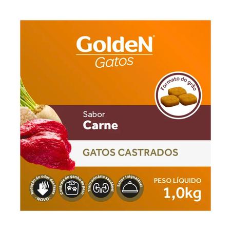 Imagem de Ração Golden Para Gatos Castrados Sabor Carne - 1Kg