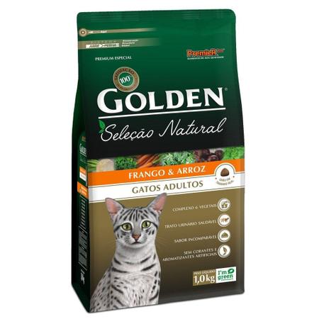 Imagem de Ração Golden Seleção Natural para Gatos Adultos Sabor Frango 1kg - Premier pet