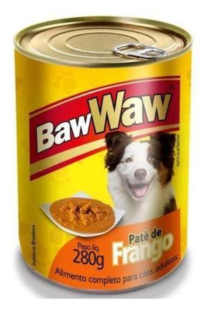 Imagem de Ração Lata Patê Cães Adultos Frango Baw Waw - 280 G