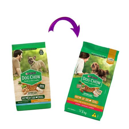 Ração Nestle Purina Dog Chow Adultos Extra Life Raças Pequenas 3kg Imagem de Ração Nestle Purina Dog Chow Adultos Extra Life Raças Pequenas 3kg
