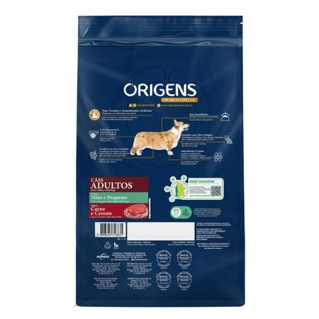 Imagem de Ração Origens para Cães Adultos de Porte Mini e Pequeno Sabor Carne e Cereais 3kg