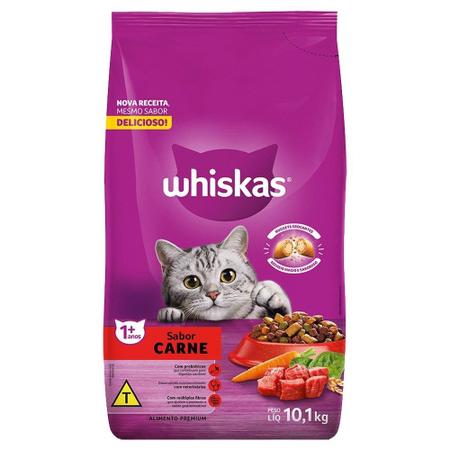 Imagem de Ração para Gato Whiskas Premium Carne com Delicrocs 10,1Kg