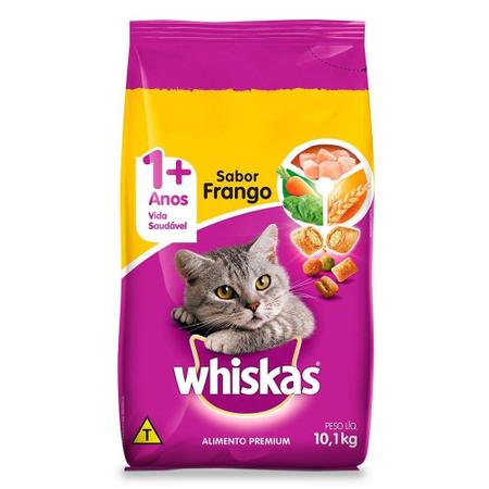 Imagem de Ração para Gato Whiskas Premium Dry Frango e Leite 10,1Kg