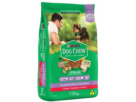 Imagem de Ração Premium para Cachorro Dog Chow ExtraLife - Filhote Carne Frango e Arroz 15kg