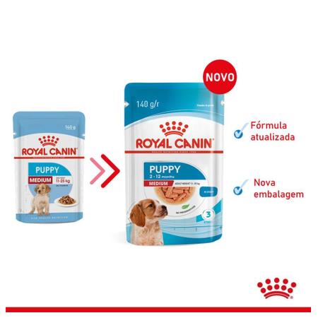 Imagem de Ração Royal Canin Sachê Size Health Nutrition Puppy Wet para Cães Filhotes Raças Médias - 140 g