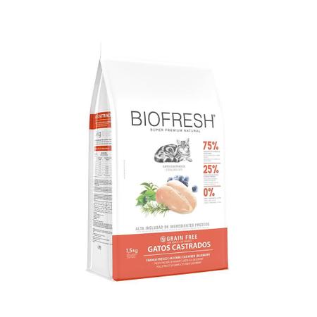 Imagem de Ração Seca Biofresh Frango Fresco, Alecrim, Chá Verde e Blueberry para Gatos Castrados - 1,5 Kg