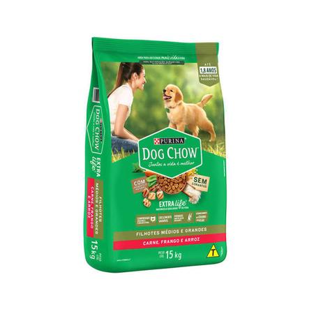 Imagem de Ração Seca Nestlé Purina Dog Chow Extra Life Carne, Frango e Arroz Cães Adultos Raças Médias e Grandes 15kg
