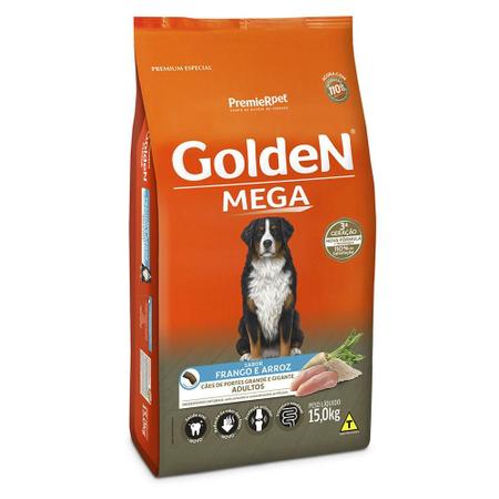 Imagem de Ração Seca PremieR Pet Golden Mega Cães Adultos Raças Grandes Frango e Arroz - 15 Kg