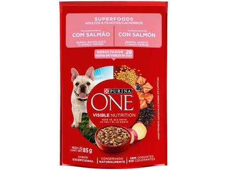 Imagem de Ração Úmida para Cachorro Adulto Sachê Purina One Superfoods Salmão 85g