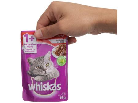 Imagem de Ração Úmida para Gato Adulto Sachê - Whiskas Carne ao Molho 85g