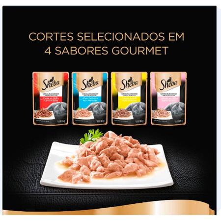 Imagem de Ração Úmida Sheba Sachê Cortes Selecionados Sabor Atum Marinado para Gatos Adultos - 85 g