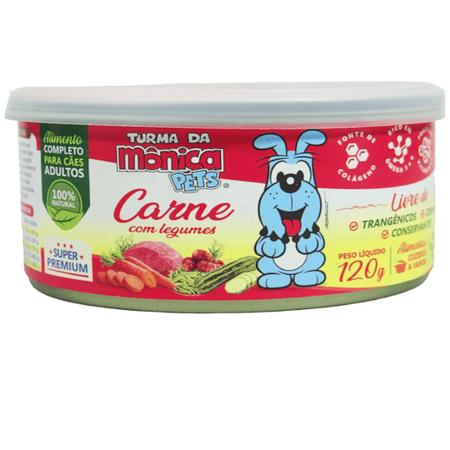 Imagem de Ração Úmida Turma Da Mônica Pets Carne Com Legumes 120g Para Cães Adultos Kit com 10