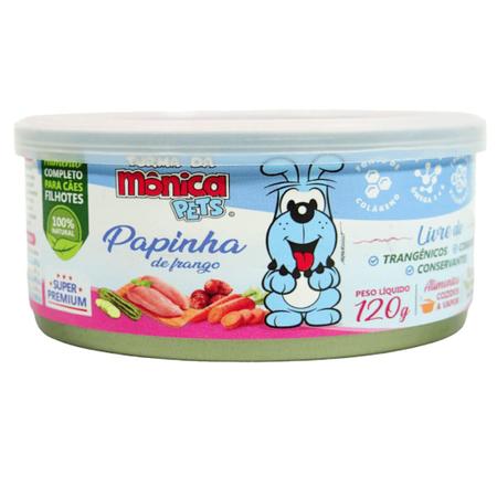 Imagem de Ração Úmida Turma Da Mônica Pets Papinha de Frango 120g Para Cães Filhotes Kit Com 4