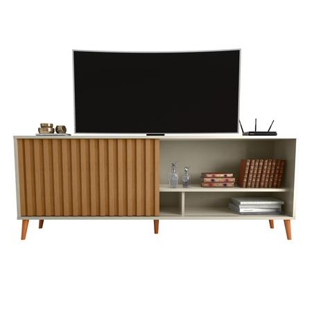 Rack Bacada Sala para TV até 50 Polegadas com Porta Ripada Luara 160x60cm - Mobidick Imagem de Rack Bacada Sala para TV até 50 Polegadas com Porta Ripada Luara 160x60cm