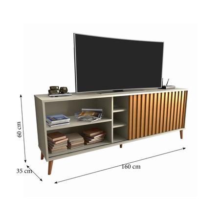 Imagem de Rack  Bacada  Sala para TV até 50 Polegadas com Porta Ripada Luara 160x60cm