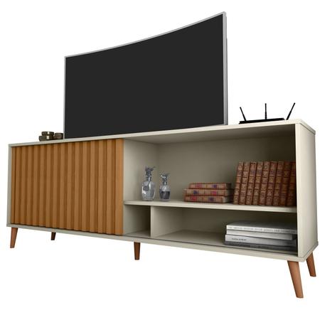 Rack Bacada Sala para TV até 50 Polegadas com Porta Ripada Luara 160x60cm - Mobidick Imagem de Rack Bacada Sala para TV até 50 Polegadas com Porta Ripada Luara 160x60cm