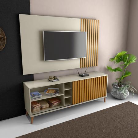 Rack Bacada Sala para TV até 50 Polegadas com Porta Ripada Luara 160x60cm - Mobidick Imagem de Rack Bacada Sala para TV até 50 Polegadas com Porta Ripada Luara 160x60cm