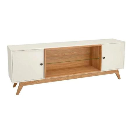 Rack Bancada 1,80 MDF Off White com Freijó - Dalla Costa - Rack