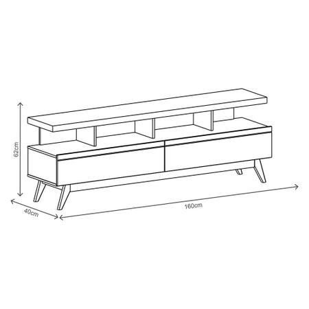 Imagem de Rack Bancada Retrô 1,6m 2 Gavetas para TVs Até 55 Polegadas - Vivare Wood - Off White/Nature