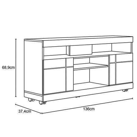 Imagem de Rack Bancada Yara 1,36 2 Portas para TV de 47” Noce Milano/Preto Fosco - Colibri