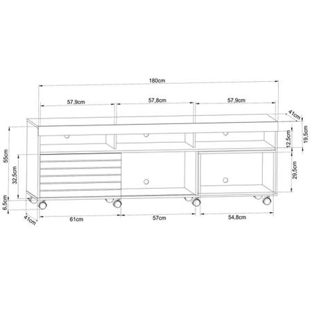 Imagem de Rack Bolzano Amendoa e Preto 180 cm