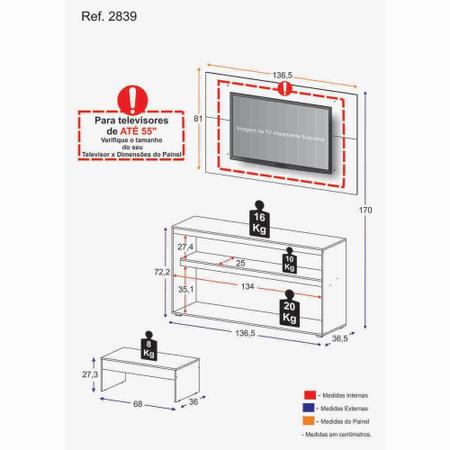 Rack c/Painel TV até 50 Pol.Mesa de apoio Atualle Multimóveis Carvalle Acetinado Texturizado 2839 Imagem de Rack c/Painel TV até 50 Pol.Mesa de apoio Atualle Multimóveis Carvalle Acetinado Texturizado 2839