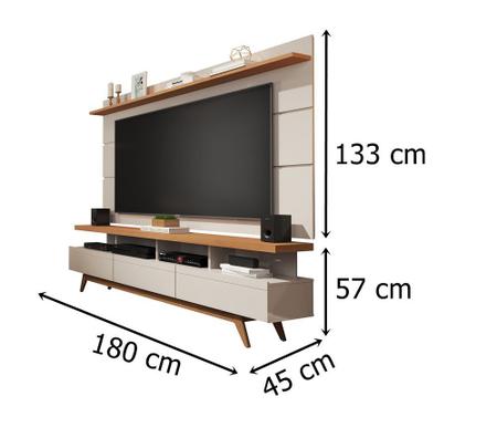 Imagem de Rack C/ Painel Vivare 1.8 Wood Off Whi/Nature-Germai Móveis